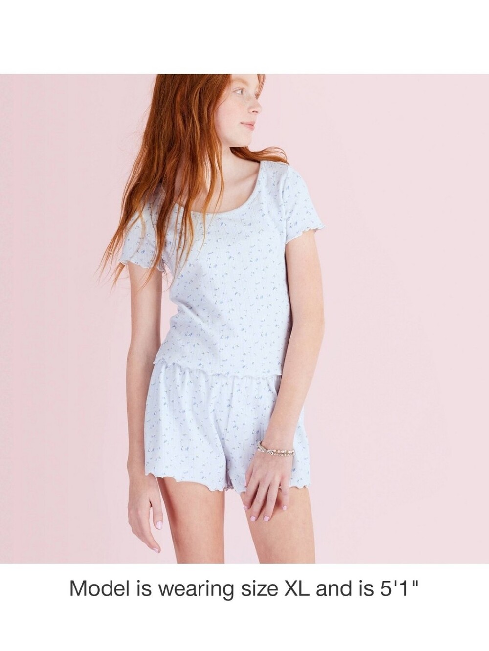 NWT LoveShackFancy Target Pyper Everblooming Rosettes Pointelle Tee XL XXL- Blue